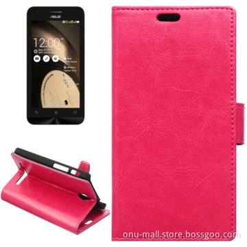 Alibaba Trade Assurance Crazy Horse Texture Leather Cover for ASUS ZenFone C Wallet Case